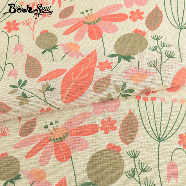 Ręcznie farbowana bawełniana tkanina lniana z kwiatowymi wzorami - Booksew - Wianko - 3
