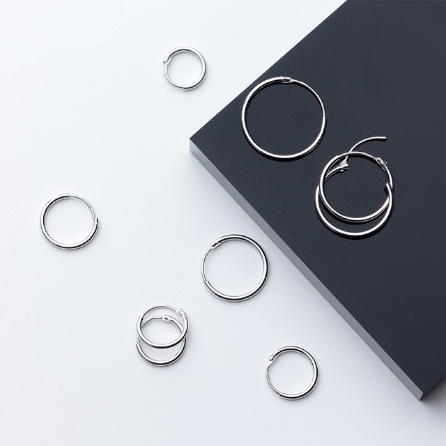Kolczyki sześciokątne Hoop minimalistyczne 925 Sterling Silver dla kobiet - Wianko - 24