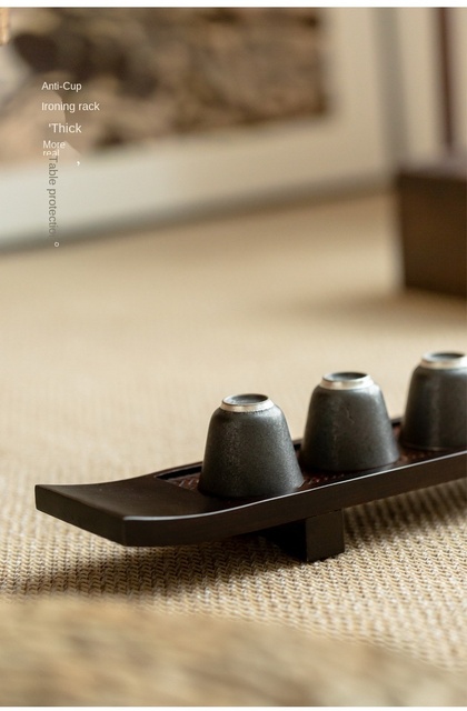 Uchwyt na kubek bambusowy taca drewniana z mata ręcznie tkana, stolik do herbaty Retro Kung Fu zestaw - Wianko - 11