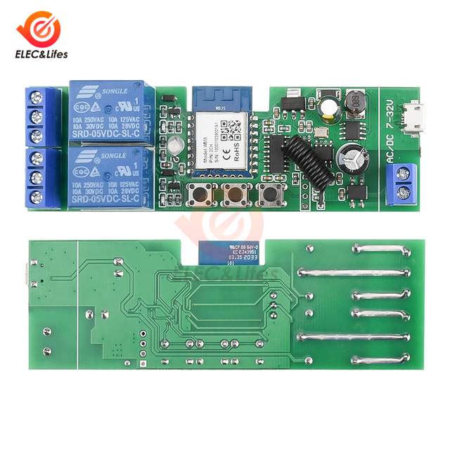 Bezprzewodowy moduł przekaźnika WiFi z RF pilotem dla Google, 1-4 kanałowy, DC/AC 5V, 7-24V 433MHz - Wianko - 23