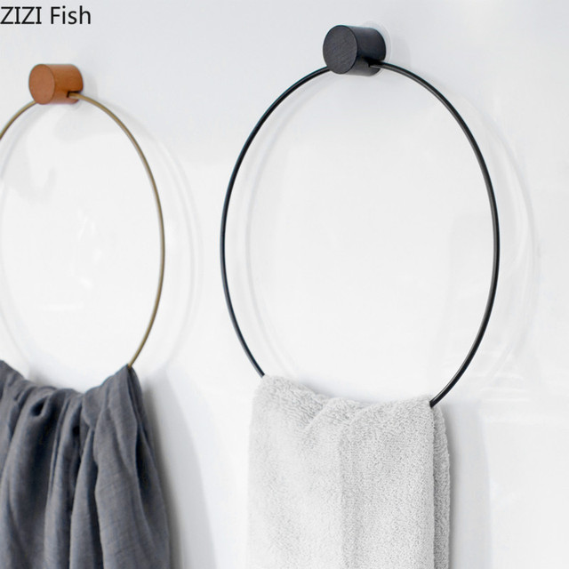 Kreatywny stojak na ręczniki z metalową półką i dziurkaczem, okrągły, ścienny, dekoracyjny - Wianko - 4