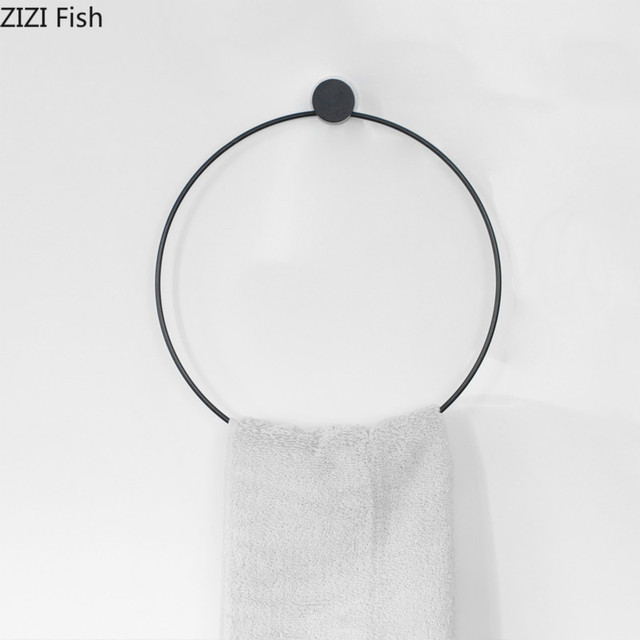 Kreatywny stojak na ręczniki z metalową półką i dziurkaczem, okrągły, ścienny, dekoracyjny - Wianko - 3