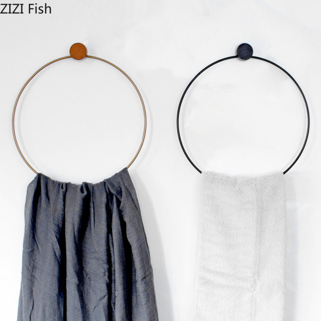Kreatywny stojak na ręczniki z metalową półką i dziurkaczem, okrągły, ścienny, dekoracyjny - Wianko - 2