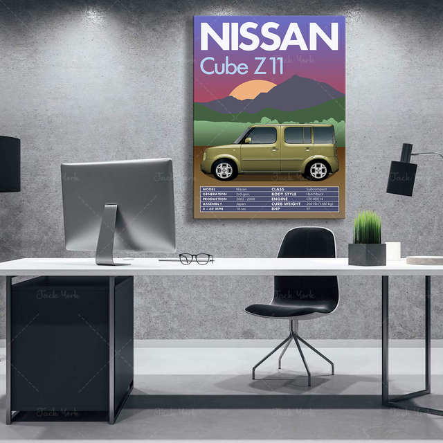 Plakat Retro Vintage samochodu klasycznego Nissan Cube Z11 - Wianko - 6