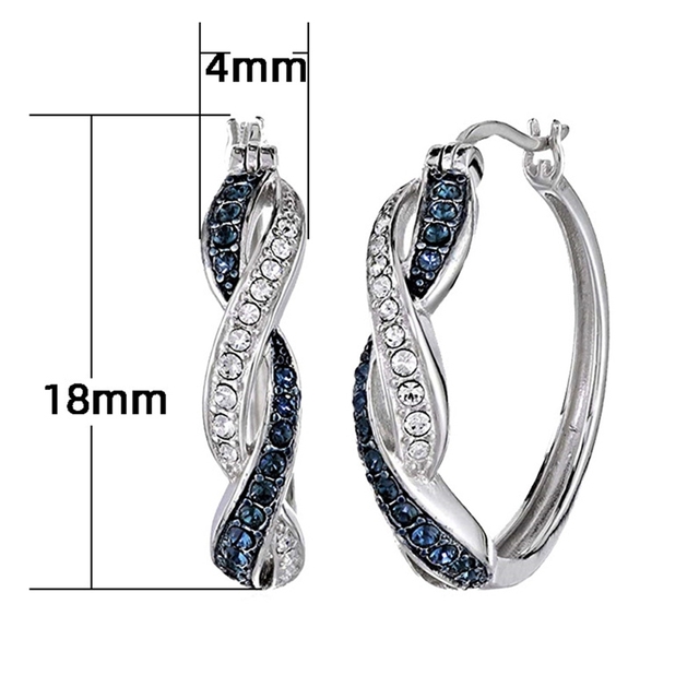 Klipsy na uszy z niebieskim kryształem i okrągłą cyrkoną - eleganckie kolczyki handmade dla kobiet - Wianko - 6
