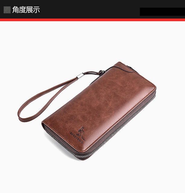 Męski portfel skórzany RFID z blokadą, podłużny zamek błyskawiczny, etui na karty kredytowe i wizytówki, torba na telefon komórkowy - Wianko - 15
