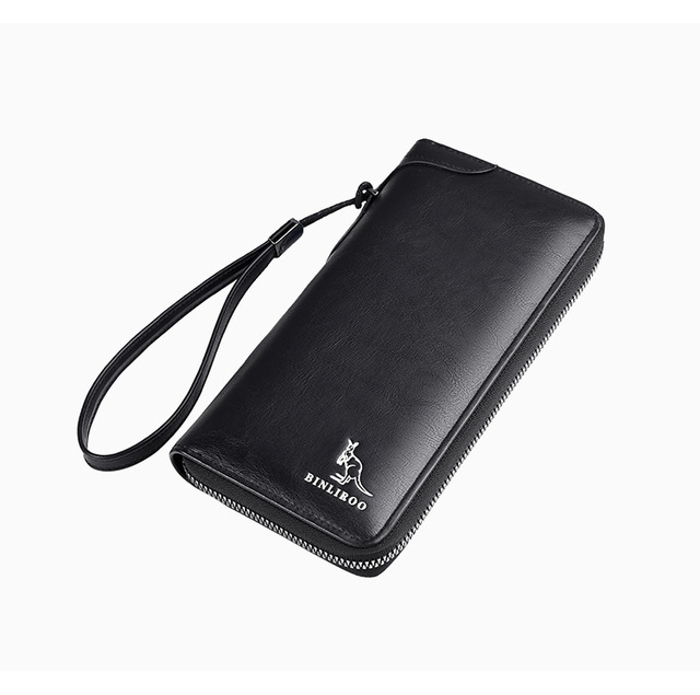 Męski portfel skórzany RFID z blokadą, podłużny zamek błyskawiczny, etui na karty kredytowe i wizytówki, torba na telefon komórkowy - Wianko - 17