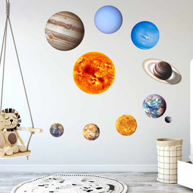Naklejki ścienne: Świecące naklejki Dziewięć planet układu słonecznego, Ziemia i świecący Księżyc - dekoracja sypialni, salonu czy pokoju dziecięcego - Wianko - 10