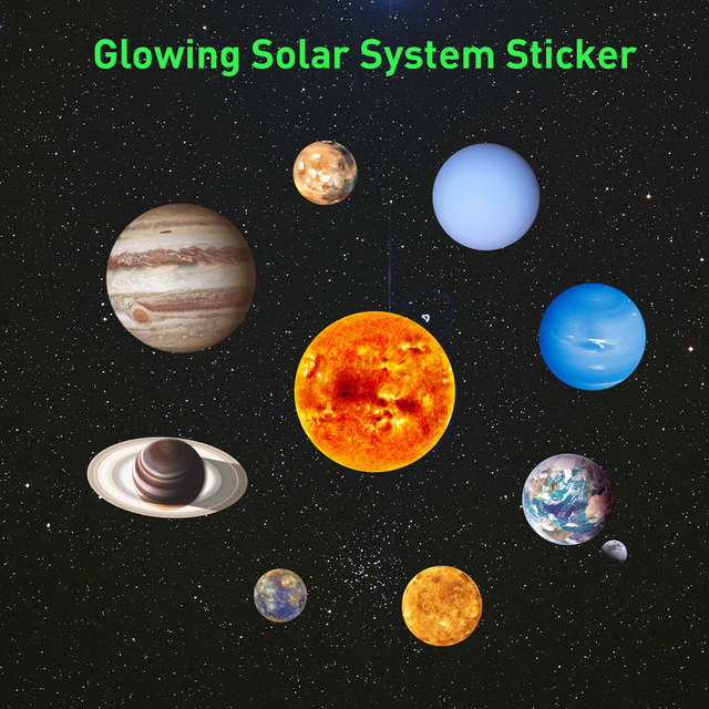 Naklejki ścienne: Świecące naklejki Dziewięć planet układu słonecznego, Ziemia i świecący Księżyc - dekoracja sypialni, salonu czy pokoju dziecięcego - Wianko - 14