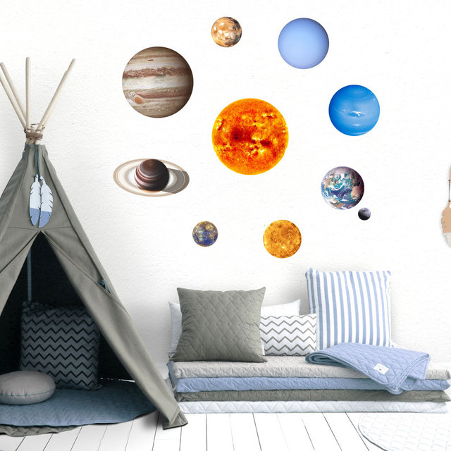 Naklejki ścienne: Świecące naklejki Dziewięć planet układu słonecznego, Ziemia i świecący Księżyc - dekoracja sypialni, salonu czy pokoju dziecięcego - Wianko - 8