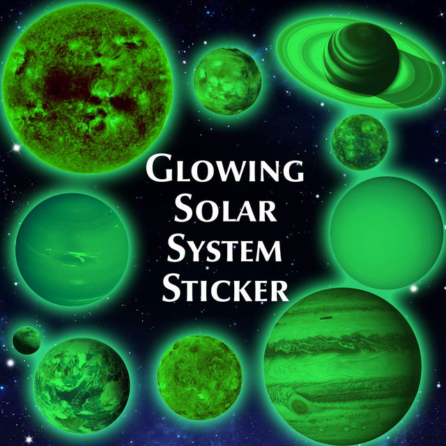 Naklejki ścienne: Świecące naklejki Dziewięć planet układu słonecznego, Ziemia i świecący Księżyc - dekoracja sypialni, salonu czy pokoju dziecięcego - Wianko - 5
