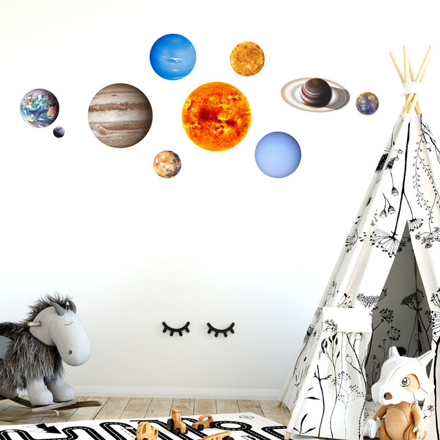 Naklejki ścienne: Świecące naklejki Dziewięć planet układu słonecznego, Ziemia i świecący Księżyc - dekoracja sypialni, salonu czy pokoju dziecięcego - Wianko - 6