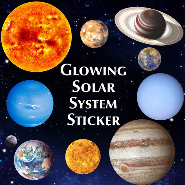 Naklejki ścienne: Świecące naklejki Dziewięć planet układu słonecznego, Ziemia i świecący Księżyc - dekoracja sypialni, salonu czy pokoju dziecięcego - Wianko - 4