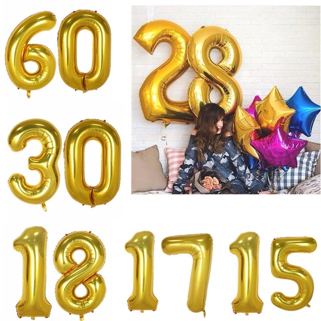 Folia Złoty Balon Banner z Cyframi 18 21 25 30 40 50 60 - Dekoracja Urodzinowa dla Dorosłych - Wianko - 1