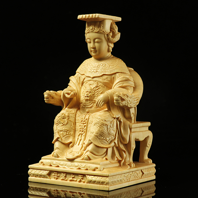 Estatua Lin Moniang, diosa morza Mazu, tallado en madera - Wianko - 4