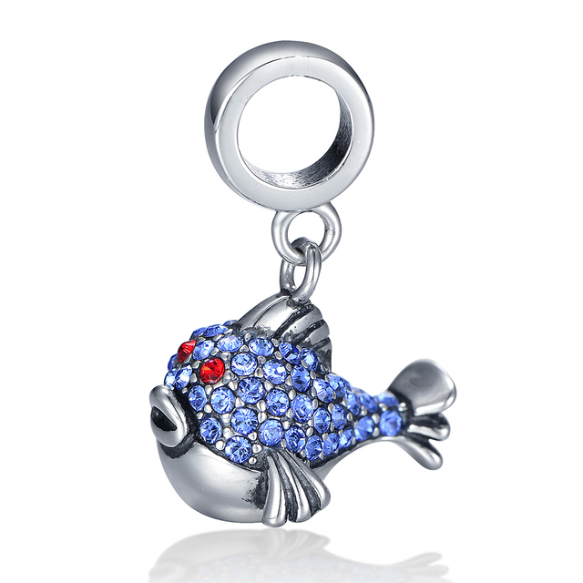 Autentyczna, srebrna zawieszka w kształcie rybki z paciorkami z 925 Sterling Silver - biżuteria DIY GW moda zwierzęca - Wianko - 4