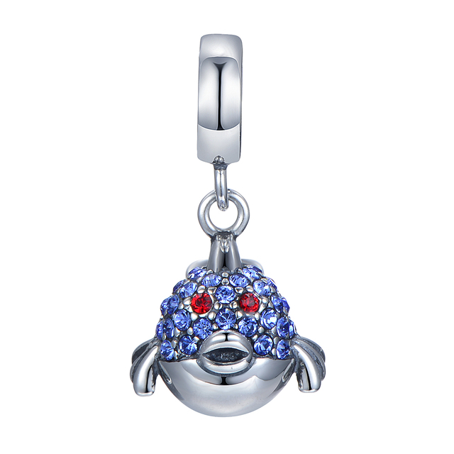 Autentyczna, srebrna zawieszka w kształcie rybki z paciorkami z 925 Sterling Silver - biżuteria DIY GW moda zwierzęca - Wianko - 3