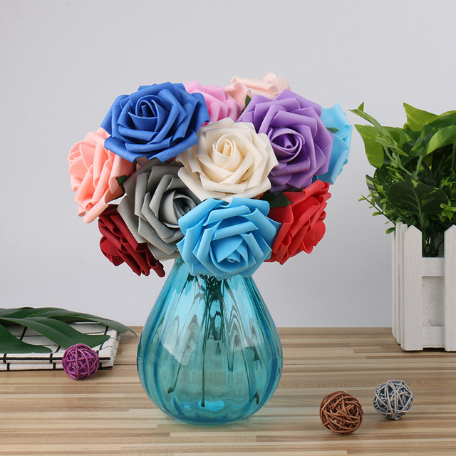 Duże piankowe róże do dekoracji ślubnych - 20 sztuk, 8cm, sztuczne główki kwiatowe, różane, DIY, bukiet panny młodej, przydomowy ogród - Wianko - 2