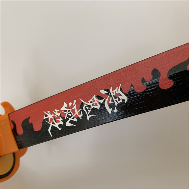 Miecz Ninja Rengoku Kyoujurou z Demon Slayer Kimetsu nie Yaiba - Prop zabawkowy 1:1, biały ogień, drewno, 80cm - Wianko - 15