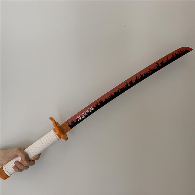 Miecz Ninja Rengoku Kyoujurou z Demon Slayer Kimetsu nie Yaiba - Prop zabawkowy 1:1, biały ogień, drewno, 80cm - Wianko - 16