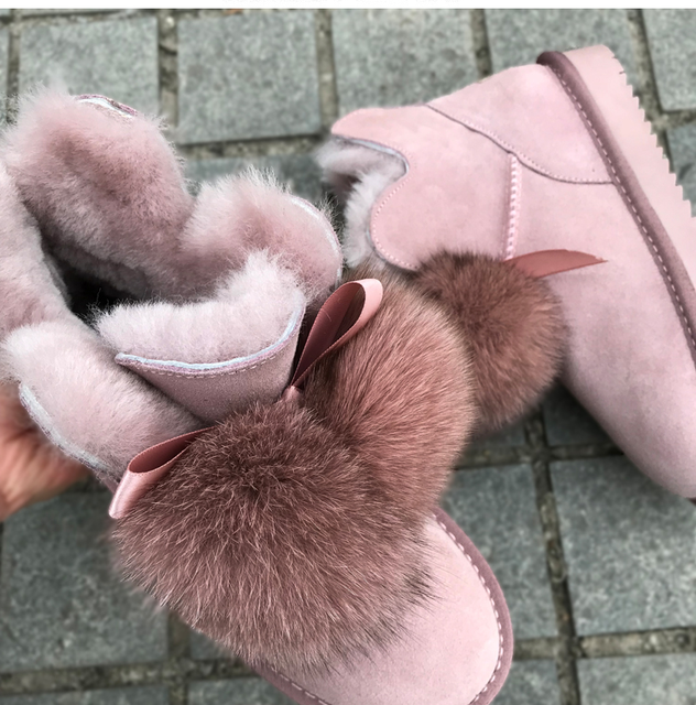 Zamszowe damskie płaskie zimowe buty do kostki na bazie naturalnej wełny wełnianej - krótkie, słodkie, z piłką, dostępne w rozmiarze 34 - Wianko - 4