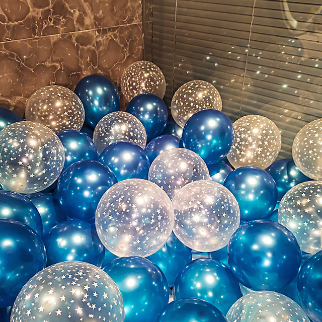 Zestaw 18 granatowych lateksowych balonów z przezroczystymi kamieniami - różowo-złote balony na hel, idealne na dekoracje ślubne, Baby Shower i urodziny - Wianko - 5