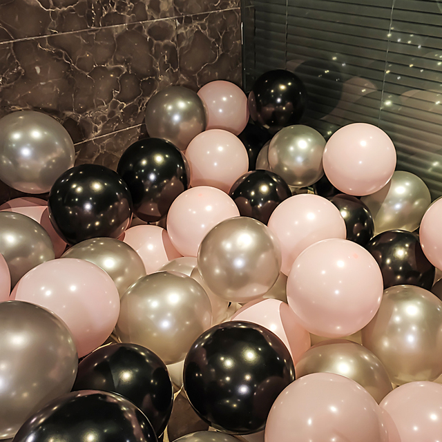 Zestaw 18 granatowych lateksowych balonów z przezroczystymi kamieniami - różowo-złote balony na hel, idealne na dekoracje ślubne, Baby Shower i urodziny - Wianko - 7