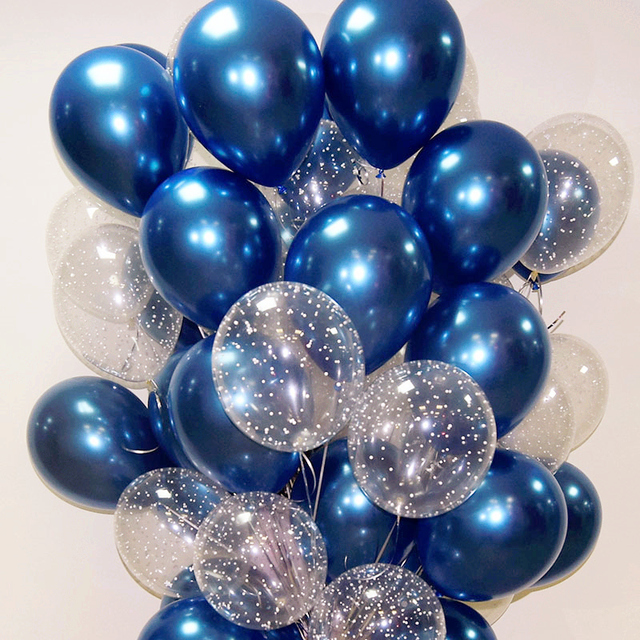Zestaw 18 granatowych lateksowych balonów z przezroczystymi kamieniami - różowo-złote balony na hel, idealne na dekoracje ślubne, Baby Shower i urodziny - Wianko - 1