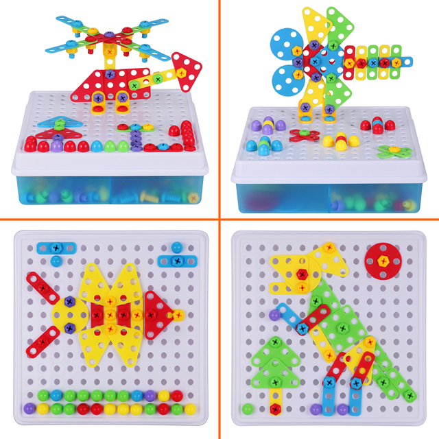 Kreatywna mozaika 3D na bazie klocków do skręcania - zestaw edukacyjny dla chłopców: Wiercenie śrubą, DIY, zabawki budowlane STEM - Wianko - 6
