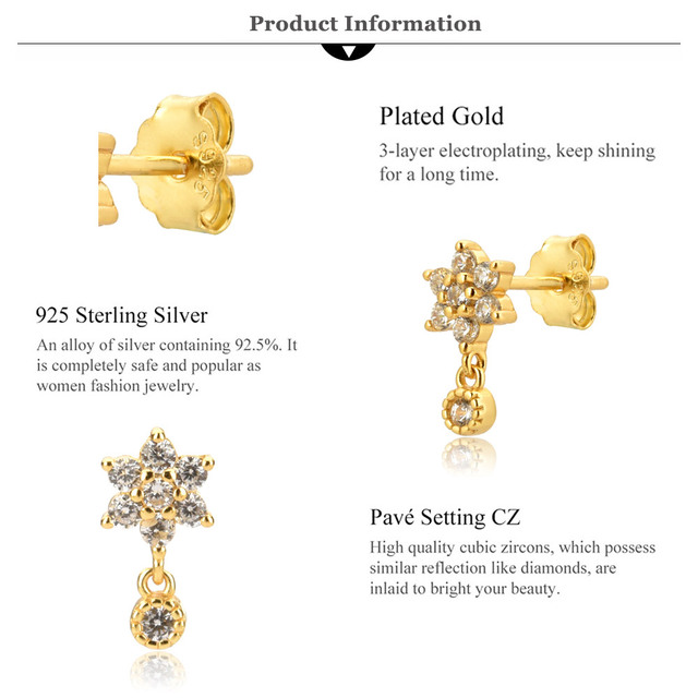 Andywenn Kolczyki słonecznik z 925 srebra z kryształem Piercing - mała biżuteria 2021 - Wianko - 3