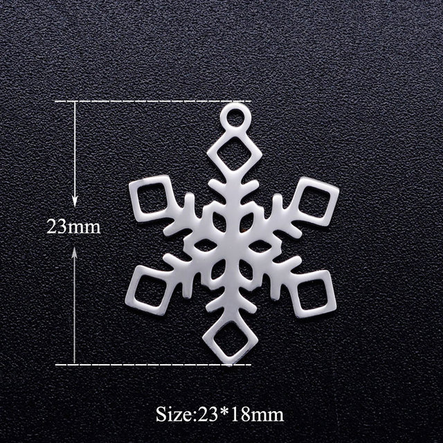 Kryształowy płatek śniegu ze stali nierdzewnej (5 sztuk/partia) - OEM urok dla bransoletka - dostępne w  hurtowniach fabrycznych - Wianko - 4