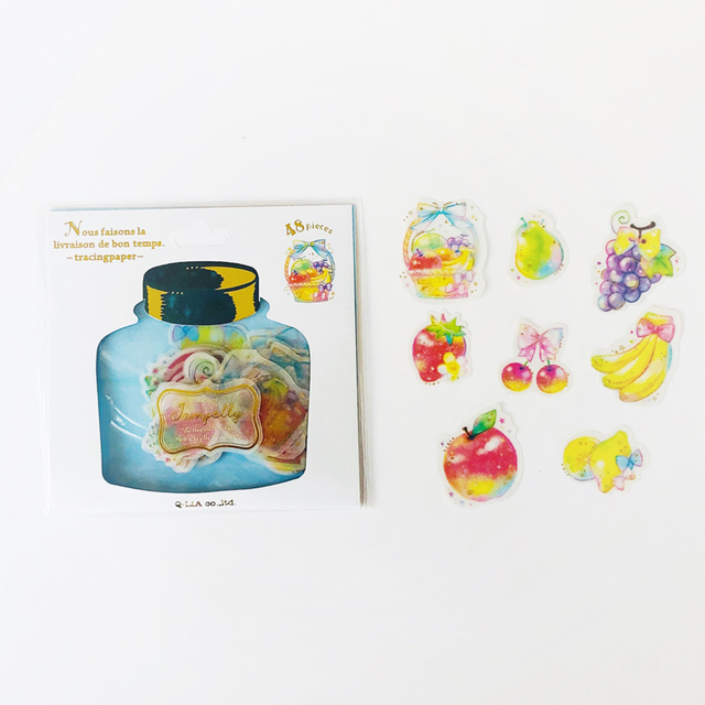 Owoce zapachowe - kolorowe naklejki truskawkowe (48 sztuk) z złotym tłoczeniem do pamiętnika - Wianko - 3