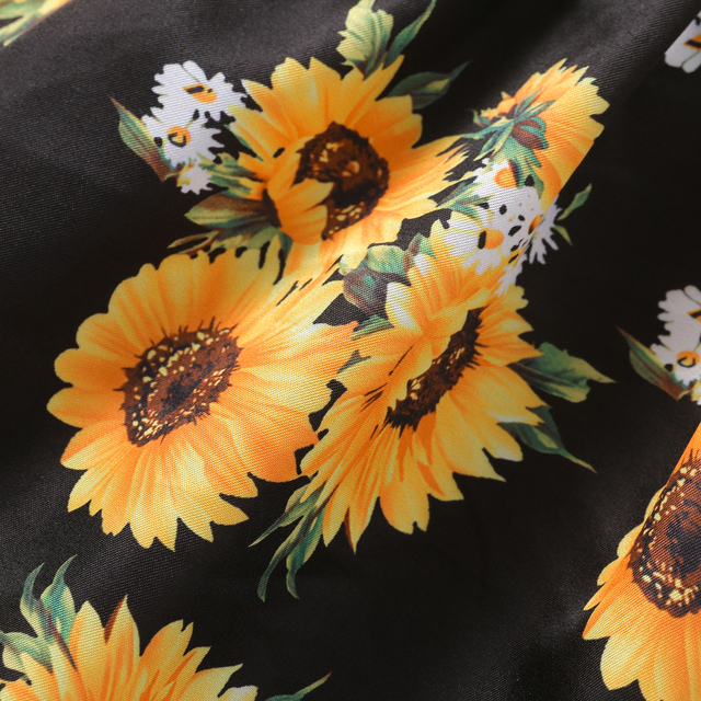 Dziewczęce sukienki z dekoracyjnymi guzikami, ramiączkami o fasonie o-neck i kwiatowym motywem słonecznika - 95% bawełny, od 12M do 4T - Wianko - 8
