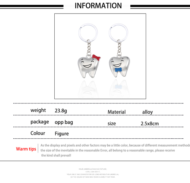 Breloczek brelok dentystyczny - modele symulacyjne bajki, łańcuch zębów dla dzieci - prezenty, biżuteria i akcesoria - Wianko - 1