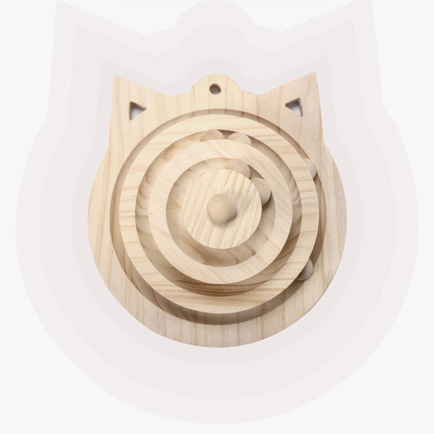 Zabawka dla kota - drewniana wieża z 3 poziomami, tunel, myszy i piłka - Wianko - 10