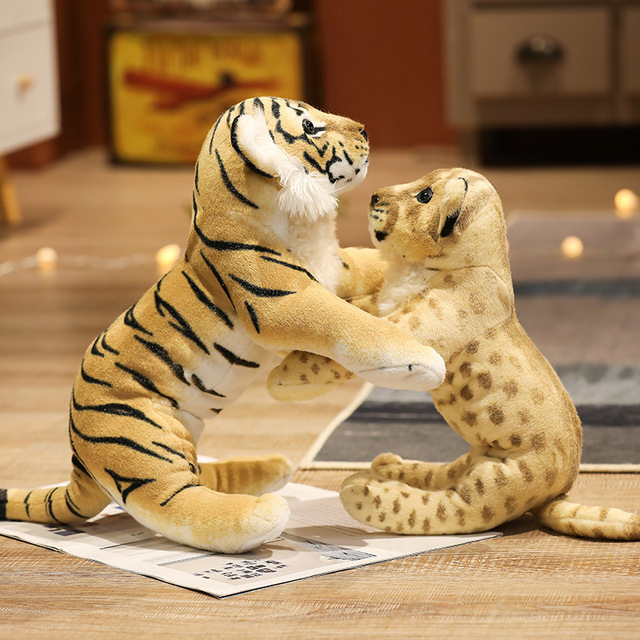 Pluszowa symulacja lwa tygrysa i leoparda - miękkie, urocze, dziecięce zabawki dekoracyjne na urodziny - Wianko - 14