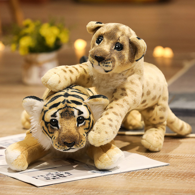Pluszowa symulacja lwa tygrysa i leoparda - miękkie, urocze, dziecięce zabawki dekoracyjne na urodziny - Wianko - 12