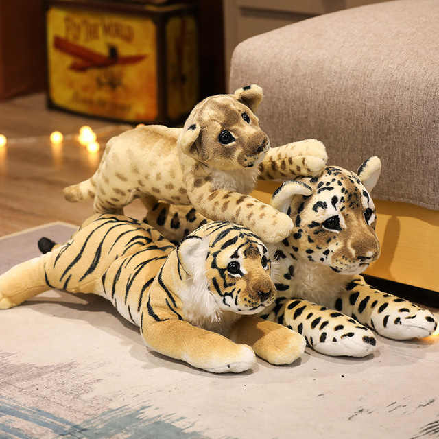 Pluszowa symulacja lwa tygrysa i leoparda - miękkie, urocze, dziecięce zabawki dekoracyjne na urodziny - Wianko - 5