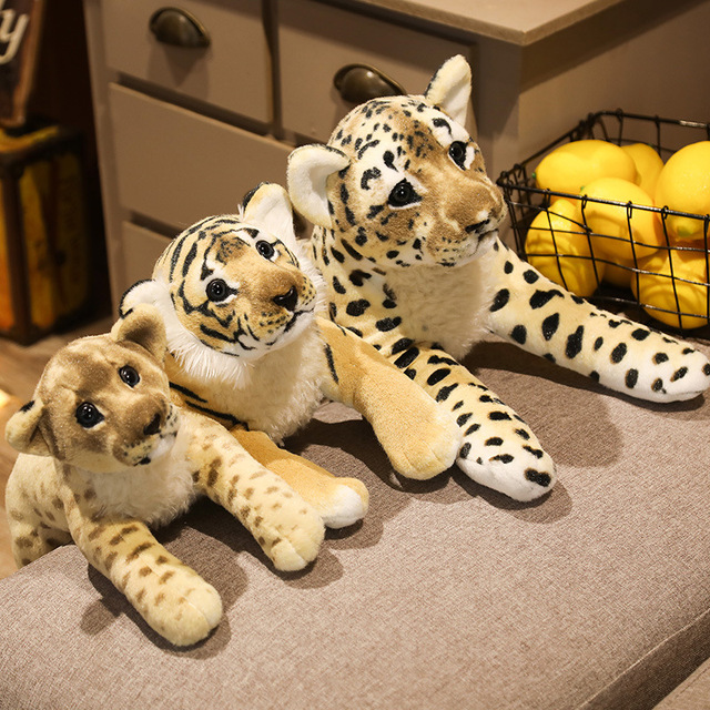 Pluszowa symulacja lwa tygrysa i leoparda - miękkie, urocze, dziecięce zabawki dekoracyjne na urodziny - Wianko - 6