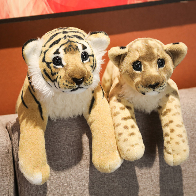 Pluszowa symulacja lwa tygrysa i leoparda - miękkie, urocze, dziecięce zabawki dekoracyjne na urodziny - Wianko - 3