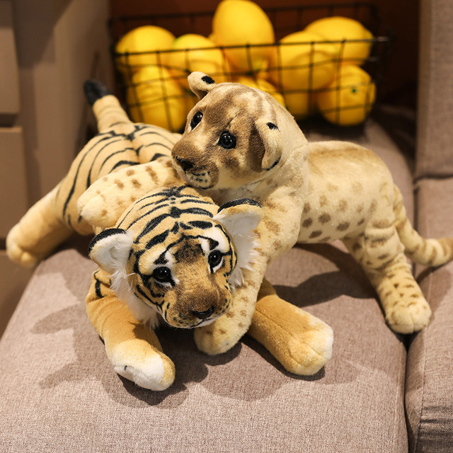 Pluszowa symulacja lwa tygrysa i leoparda - miękkie, urocze, dziecięce zabawki dekoracyjne na urodziny - Wianko - 4