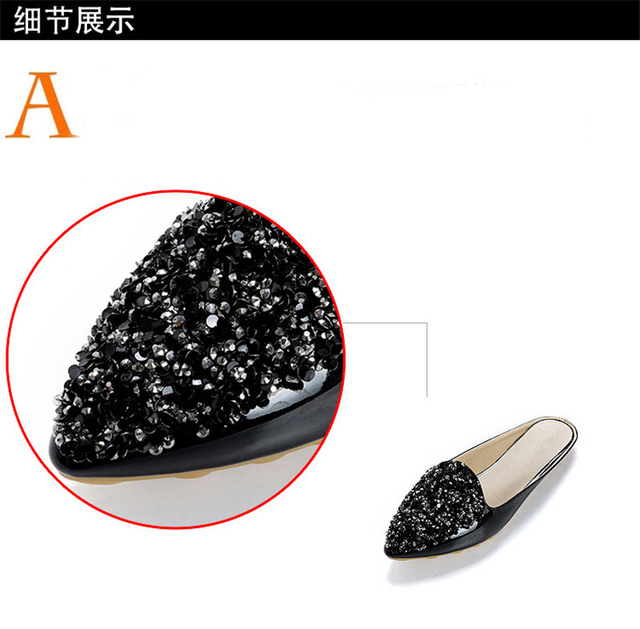 Sandały damskie z cekinami i kryształami, czarne, z gąbczaną podeszwą, rozmiar 34-43 - Wianko - 16