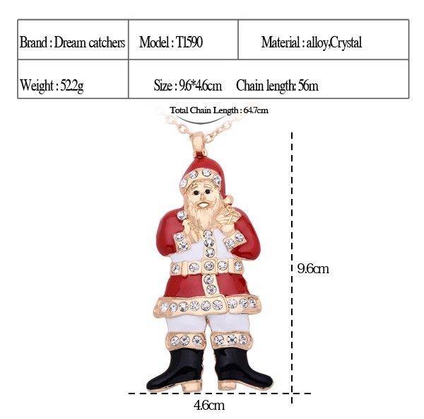 Mikołaj naszyjnik bożonarodzeniowy z kryształem T1590 dla kobiet - Wianko - 2
