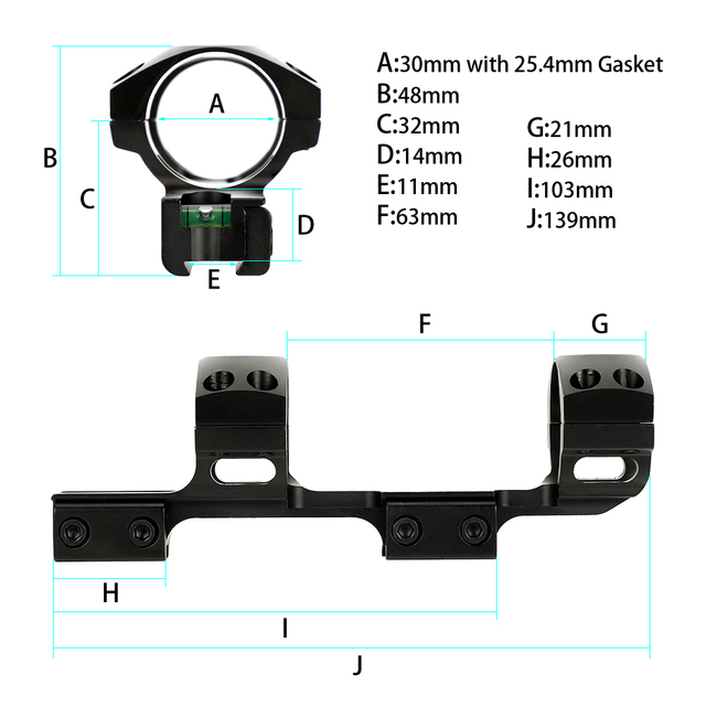 Pierścień lunety Airgun Ohhunt 11mm 3/8 z przesunięciem taktycznym na szynę jaskółczy ogon 1 Cal 25.4/30mm z poziomową pęcherzykową - Wianko - 2