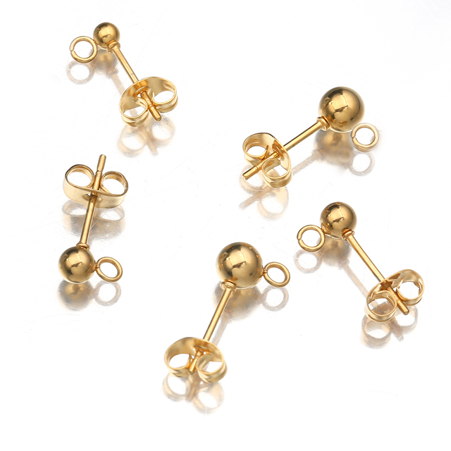 10 sztuk/partia złotych paciorków ze stali nierdzewnej o rozmiarach 3mm, 4mm i 5mm - kolczyki z przyłączami do pętli - elementy biżuterii DIY - Wianko - 8