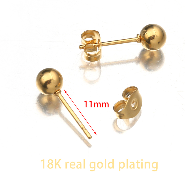 10 sztuk/partia złotych paciorków ze stali nierdzewnej o rozmiarach 3mm, 4mm i 5mm - kolczyki z przyłączami do pętli - elementy biżuterii DIY - Wianko - 3