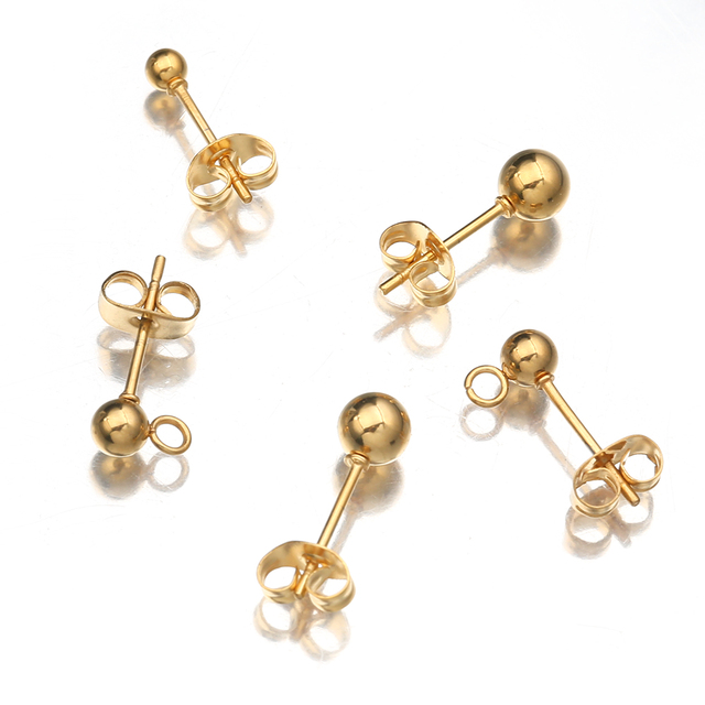 10 sztuk/partia złotych paciorków ze stali nierdzewnej o rozmiarach 3mm, 4mm i 5mm - kolczyki z przyłączami do pętli - elementy biżuterii DIY - Wianko - 5