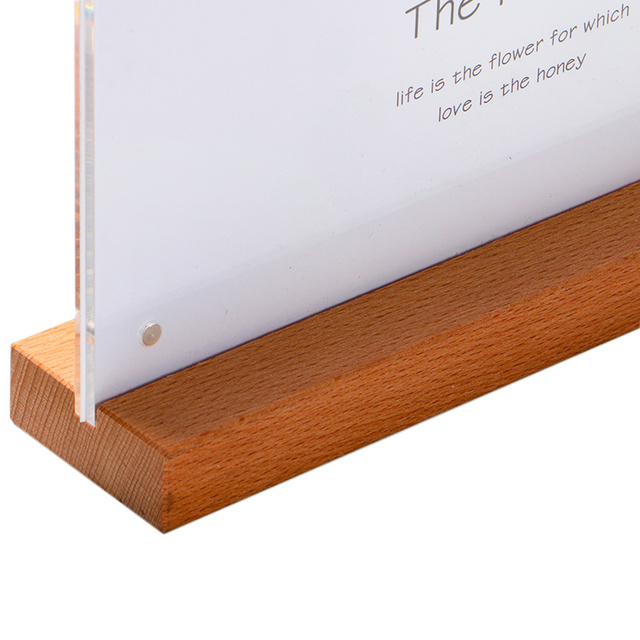 Stojak na menu z panelami akrylowymi do restauracji, ramka na zdjęcia z magnesami, drewniane biurko A6/A5/A4 - Wianko - 22