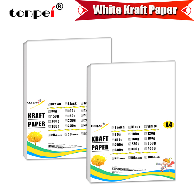 A4 biały Kraft papier DIY handmade - kartki z grubej tektury 120-400g, 20/50 sztuk - Wianko - 1