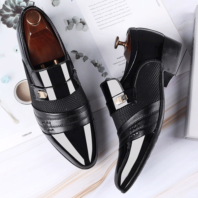 Męskie buty wizytowe Hot9 Slip on Men Dress Shoes - stylowe oxfordy 2020 z wysokiej jakości skóry - Wianko - 19